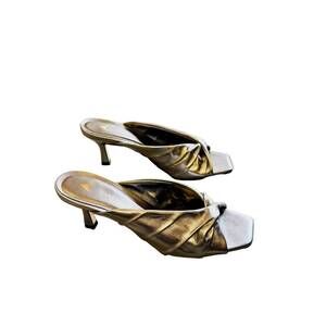 NEW CARRANO women's leather slide sandal in pewter
